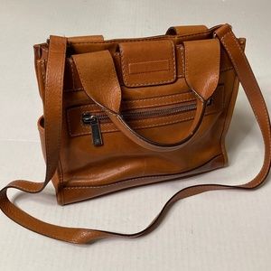 Vintage Michael Kors Brown Leather Two Handle Box Purse With Strap Y2K